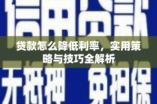 偏关贷款怎么降低利率，实用策略与技巧全解析