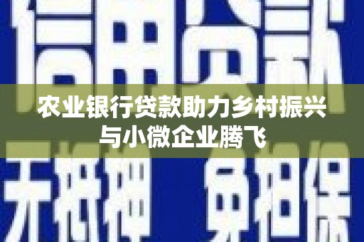 偏关农业银行贷款助力乡村振兴与小微企业腾飞